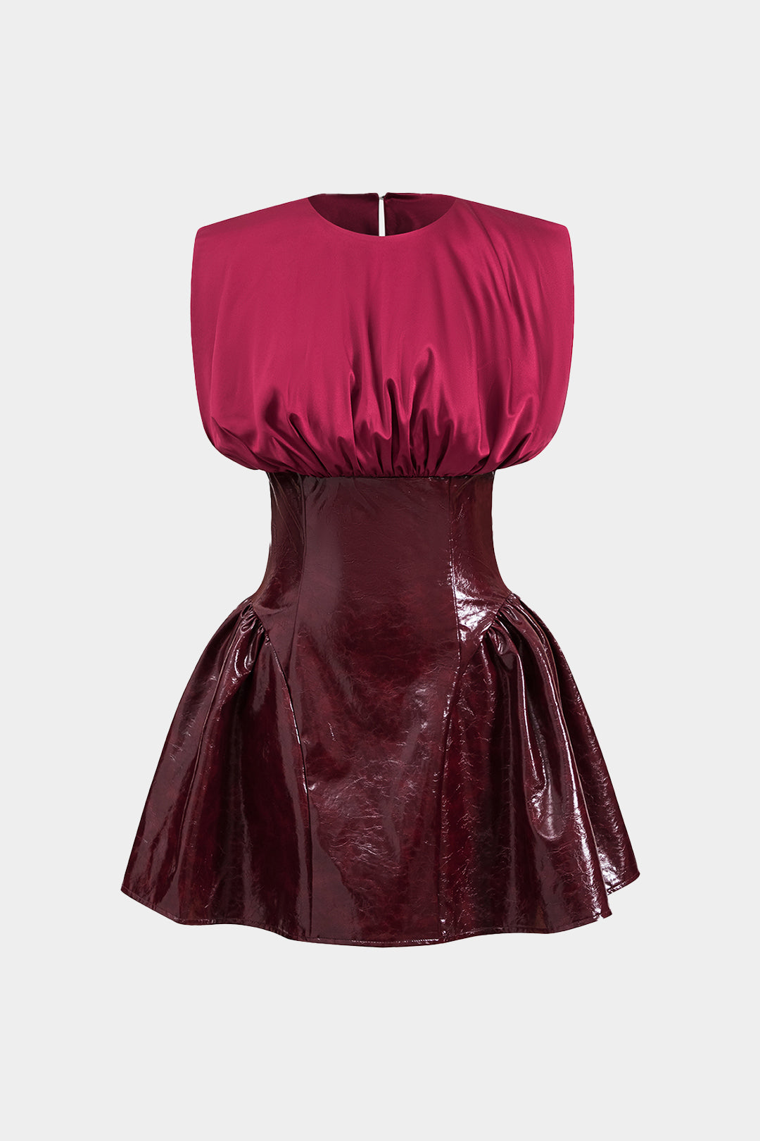 Faux Leather Satin Sleeveless Mini Dress Micas Faux Leather Satin Sleeveless Mini Dress Micas
