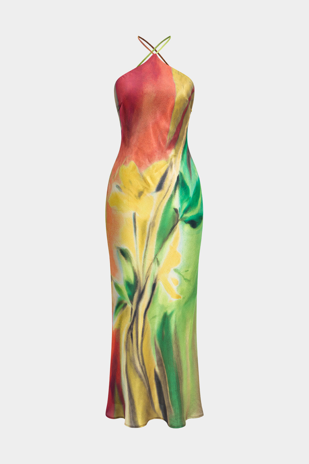 Floral Print Halter Neck Backless Maxi Dress – Micas