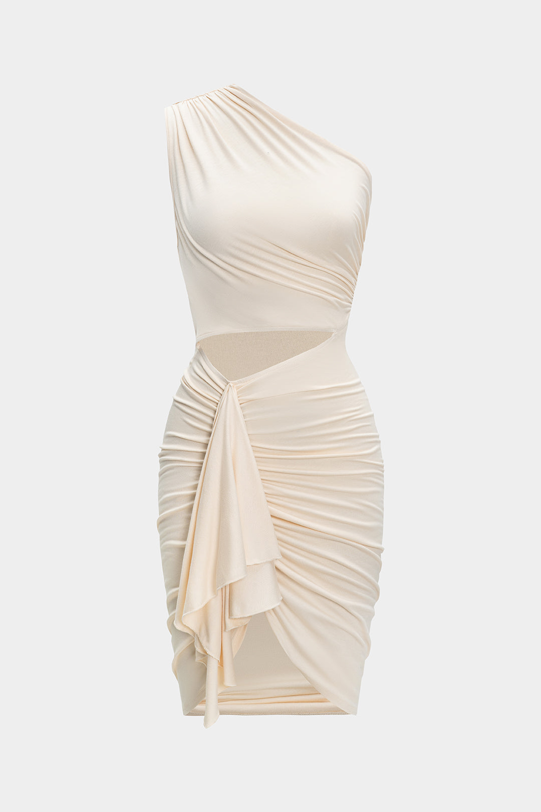 Ruched Asymmetrical Cut Out Midi Dress – Micas