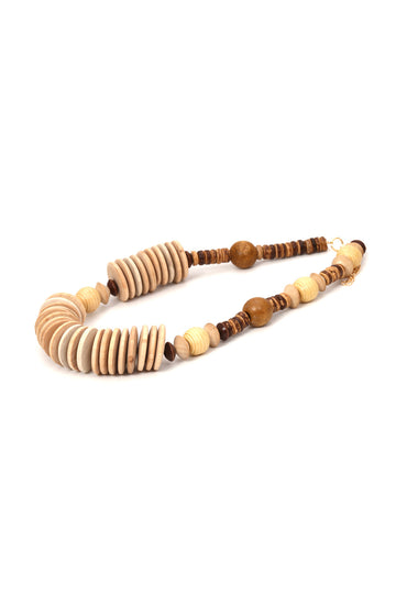 Geometric Wooden Bead Necklace
