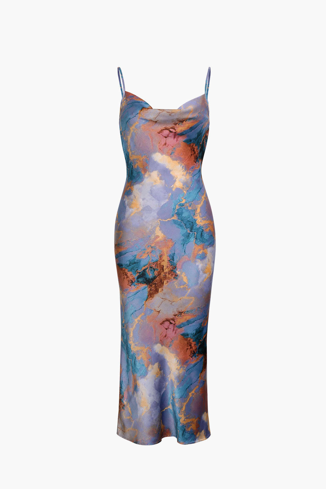 Abstract Print Backless Midi Slip Dress – Micas