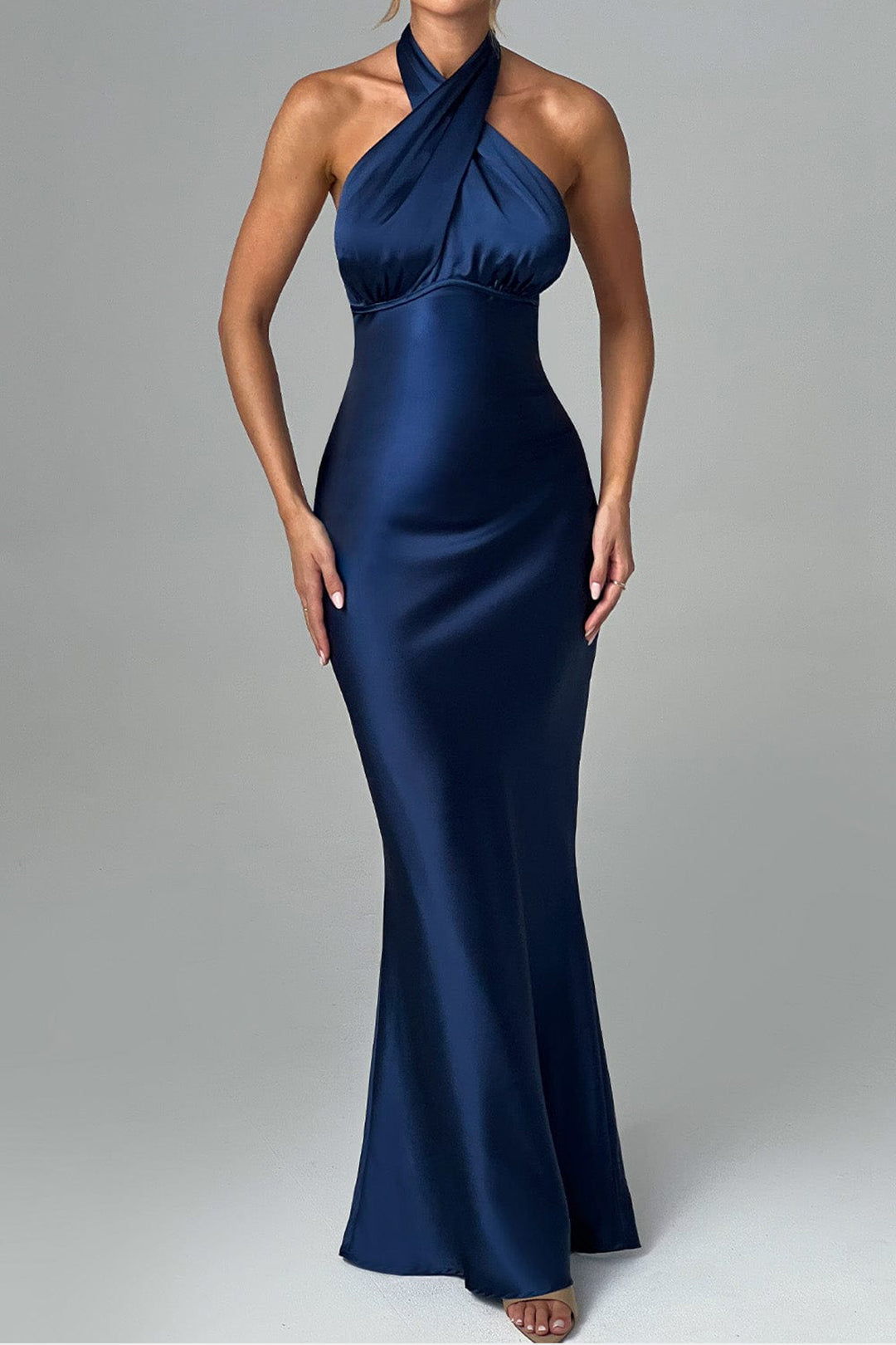 Satin Backless Sleeveless Long Dress main image 0