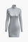 Metallic Turtleneck Long Sleeve Bodycon Mini Dress