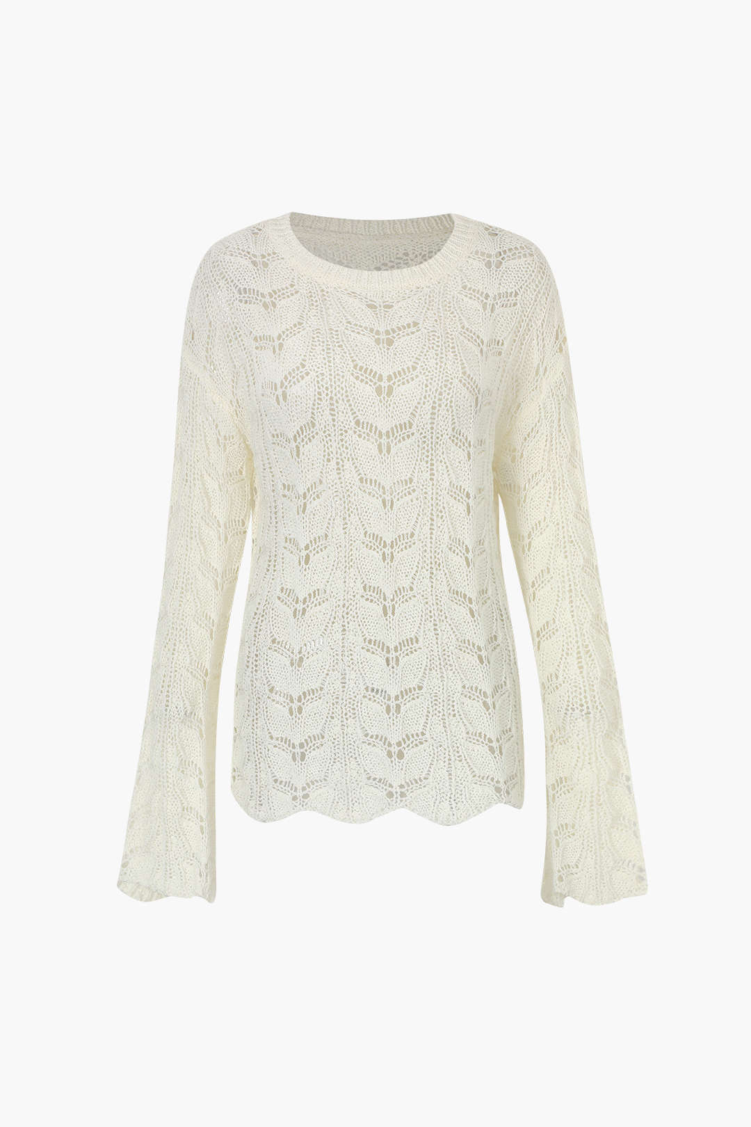 Long Sleeve Openwork Knit Top