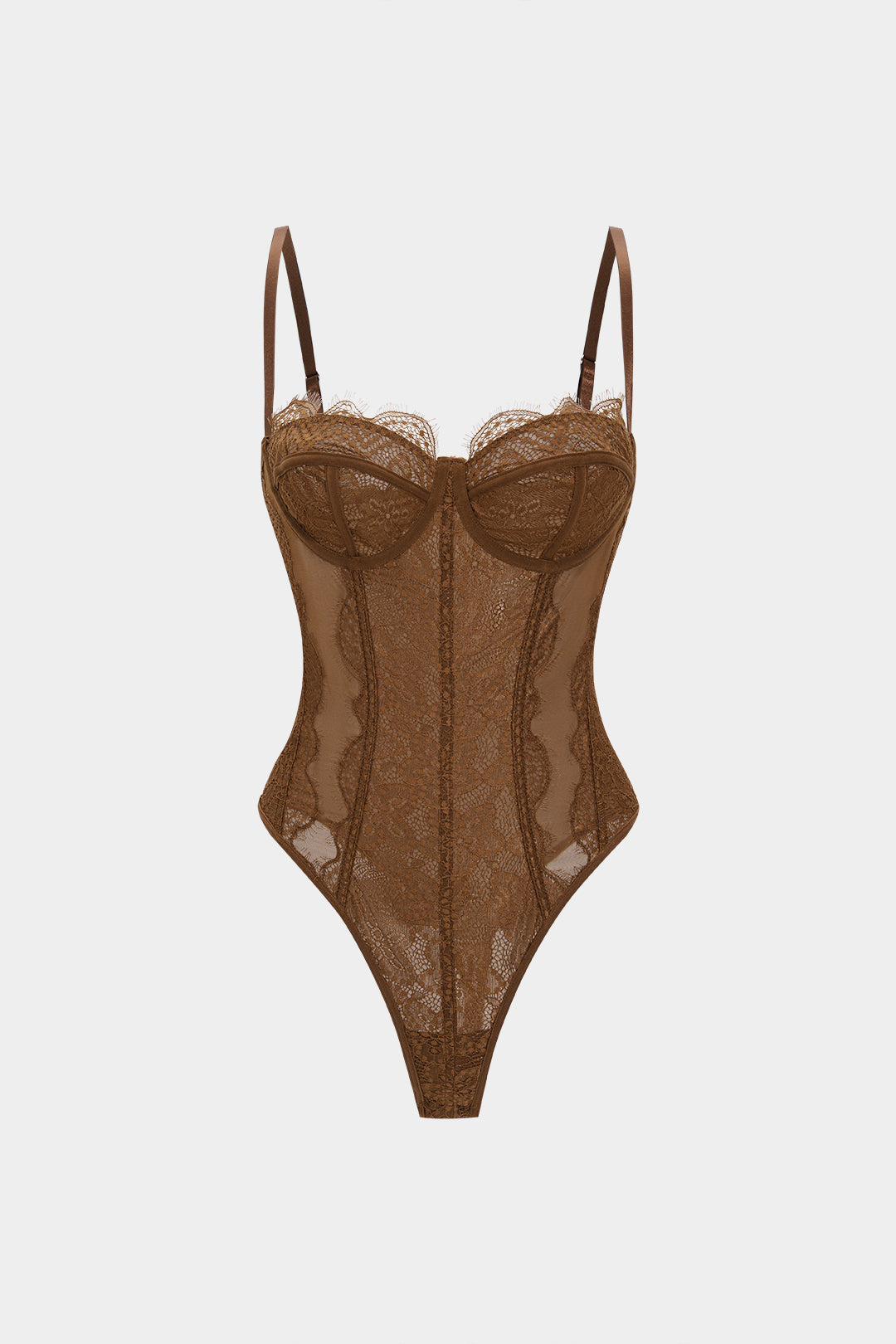 Mesh Sheer Patchwork Bustier Corset Slip Sleeveless Bodysuit