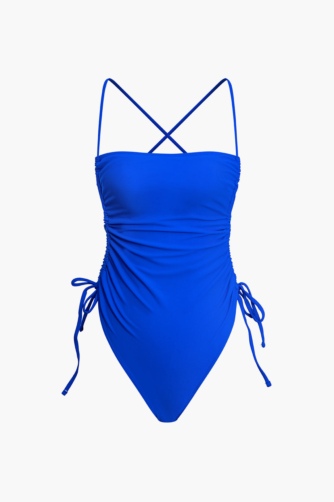 Tummy Control Cross Strap Drawstring Backless One-Piece Swimsuit