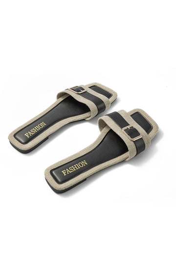 Buckle Square-Toe Slippers