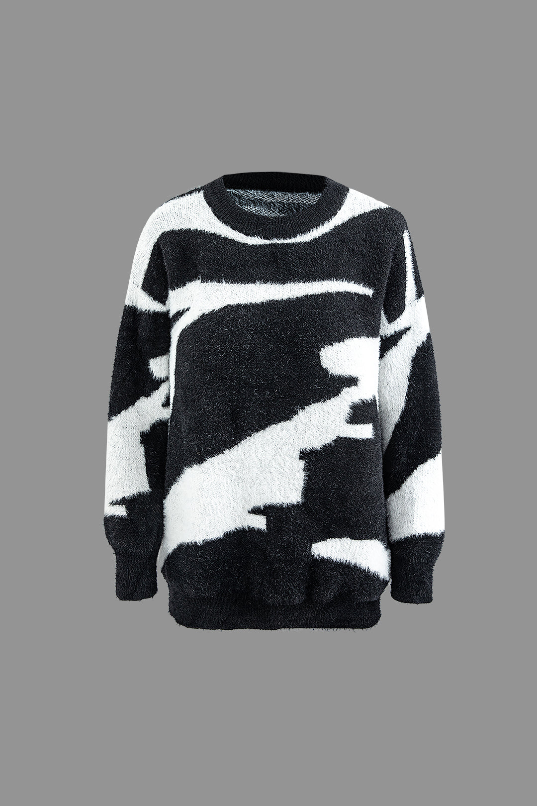 brushed-contrast-round-neck-long-sleeve-sweater-micas