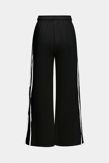 Contrast Tie-Up Wide Leg Trousers