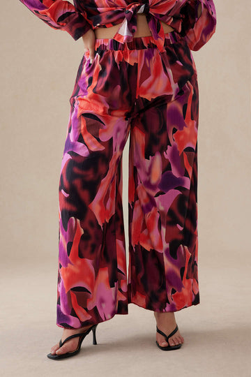 Plus Size Illusion Pattern Print Trousers