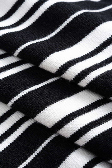 Stripe Print Contrast Polo Collar Long Sleeve Sweatshirt