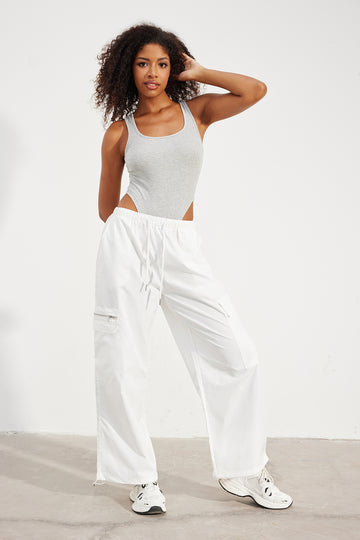 Solid Pocket Drawstring Trousers