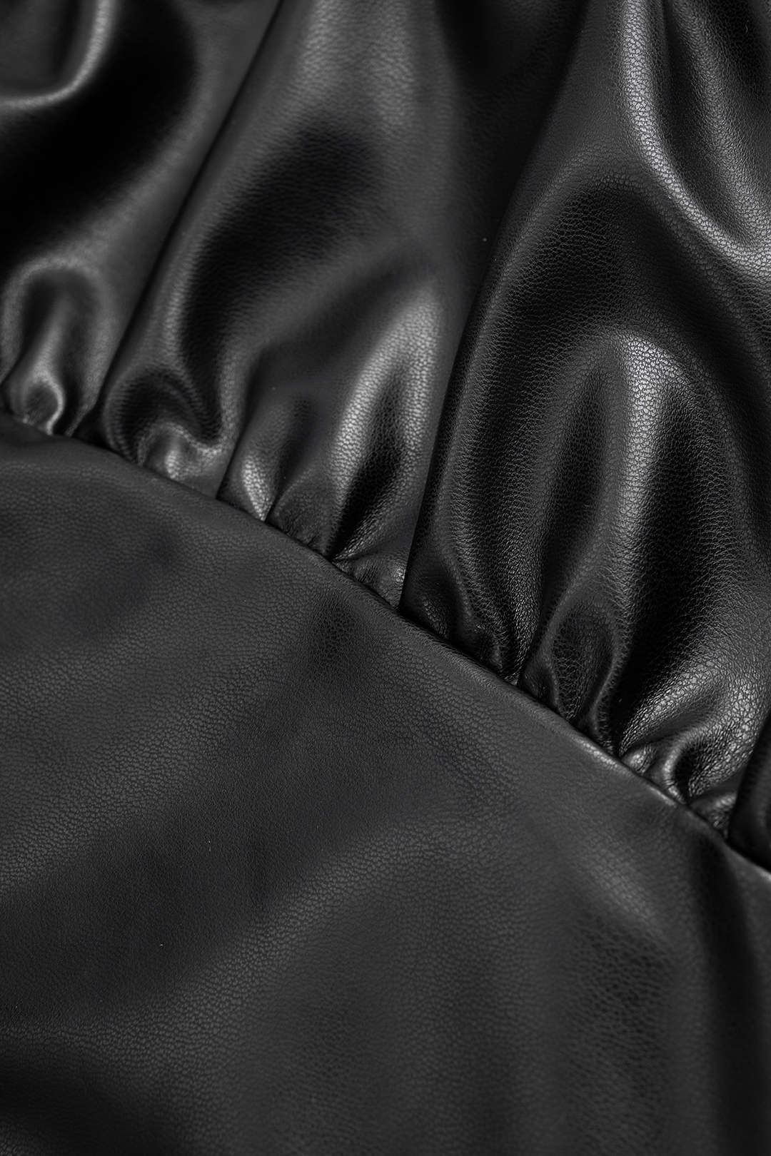 Faux Leather Ruffle Ruched Crossed Skirt