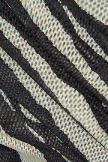 Zebra-stripe Mesh Cowl Neck Cami Top