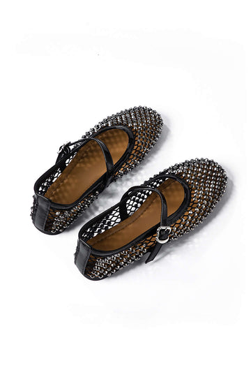 Cut Out Rhinestone Almond Toe Flats