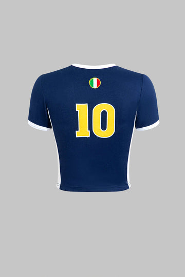 T-shirt met geborduurde Italiaanse letters