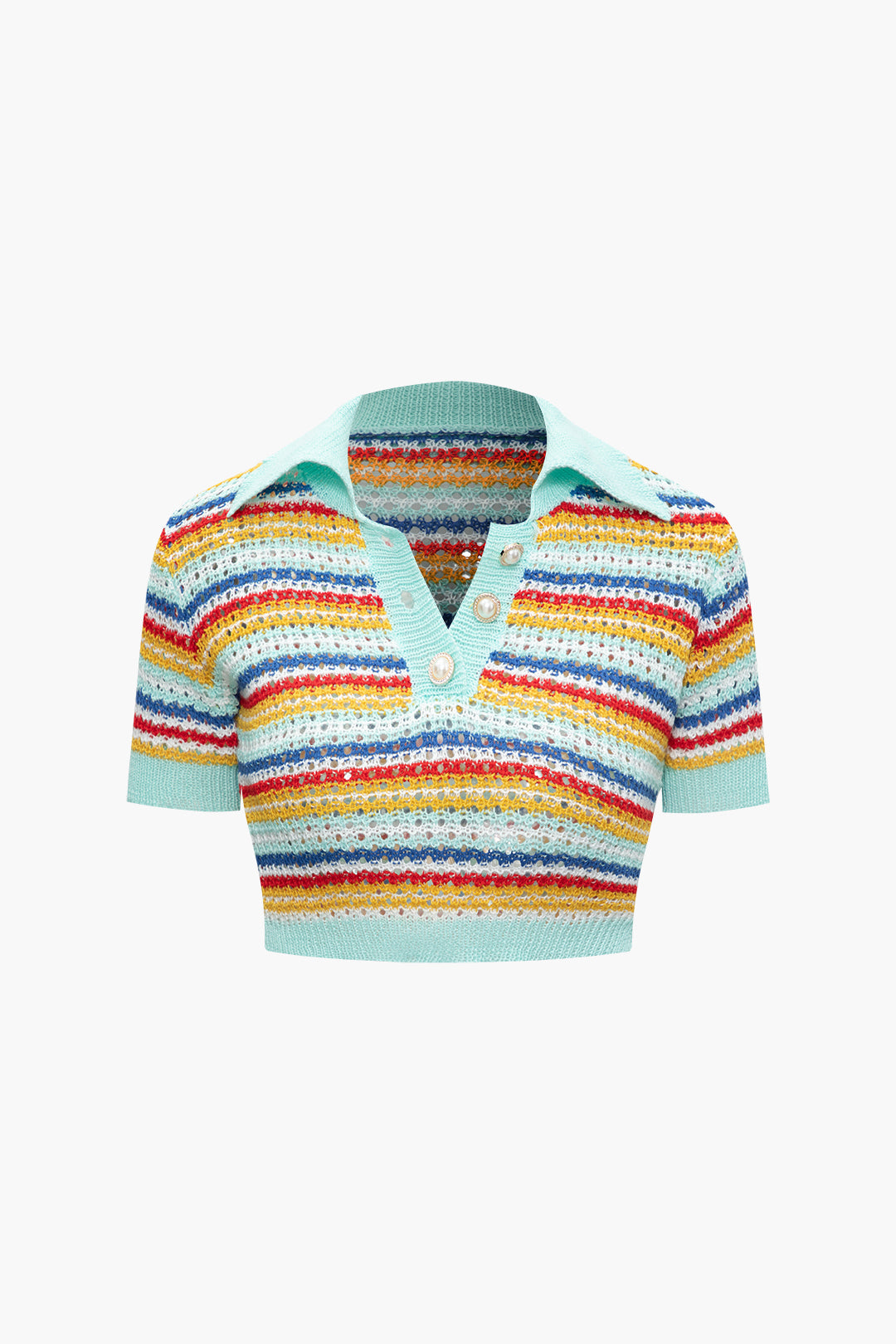 Stripe Open Knit Crop Top And Slit Mini Skirt Set – Micas