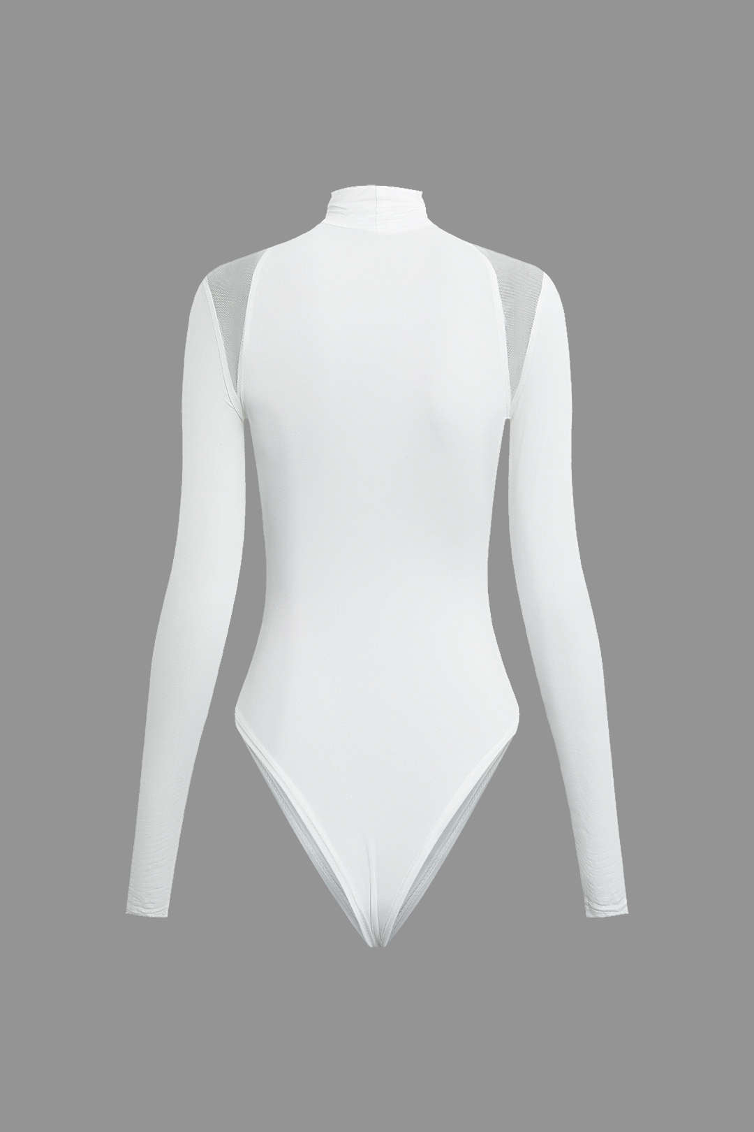 Turtleneck Mesh Paneled Long Sleeve Bodysuit