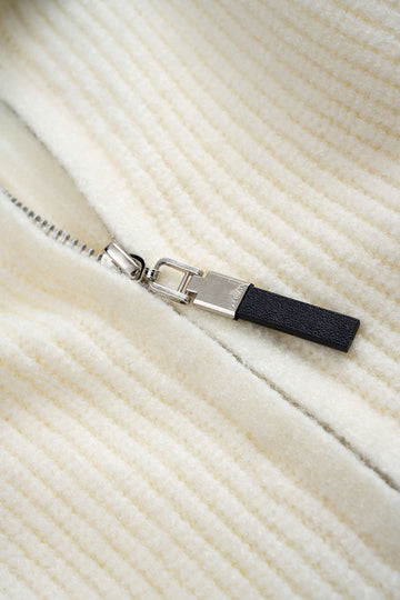 Knit Denim Patchwork Zipper Cardigan