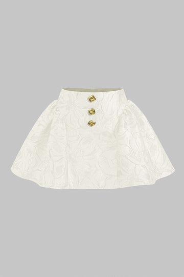 Jacquard Metallic Puff Zipper Skirt