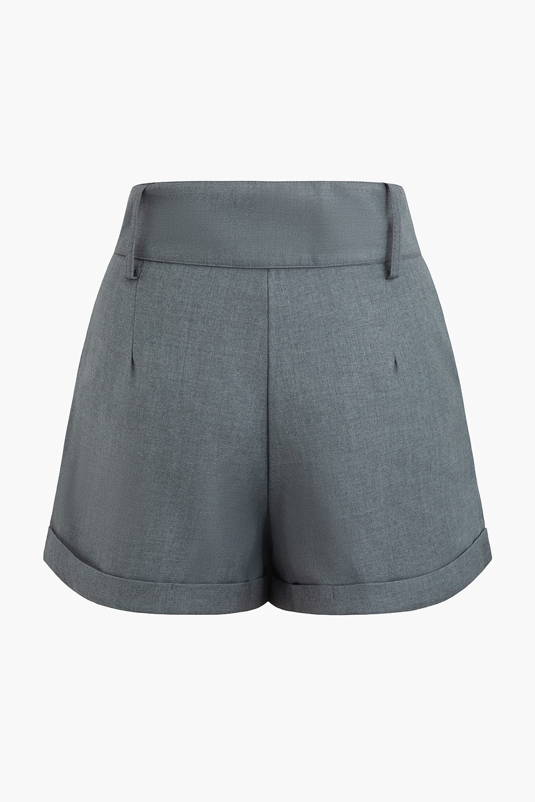 Pleated Shorts With Belt And Button Detail