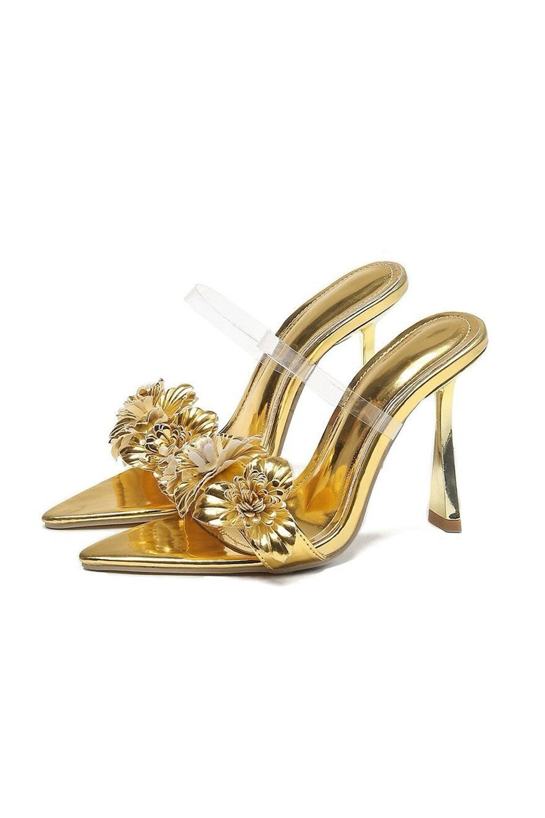 Floral Embellishments Pointed-toe High Heel Sandals