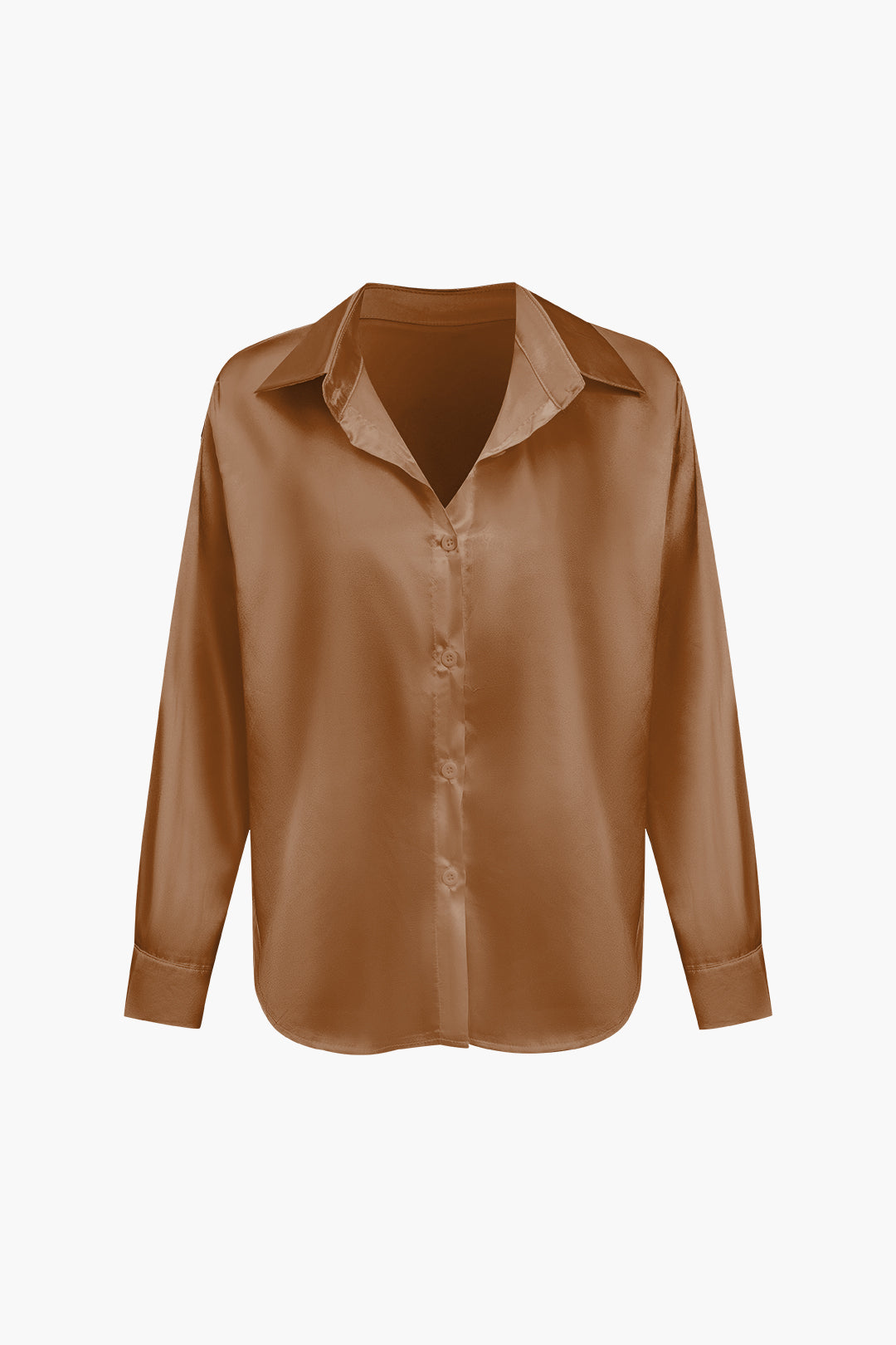 Basic Solid Satin Long-Sleeve Shirts