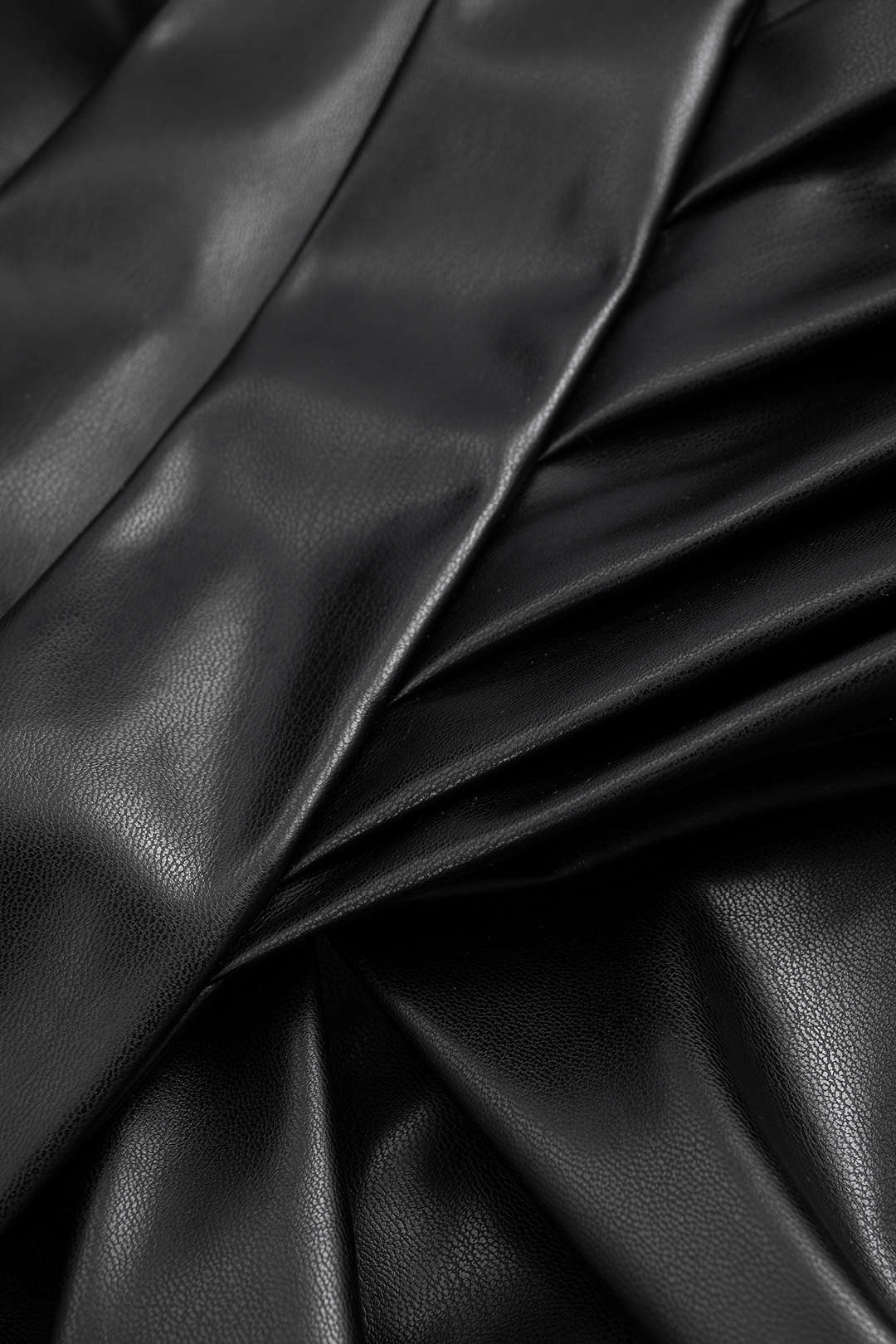 Faux Leather Ruffle Ruched Crossed Skirt