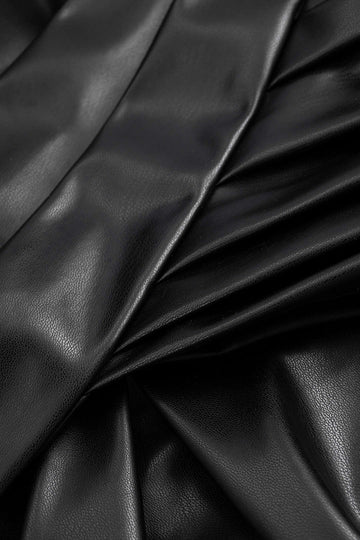 Faux Leather Ruffle Ruched Crossed Skirt