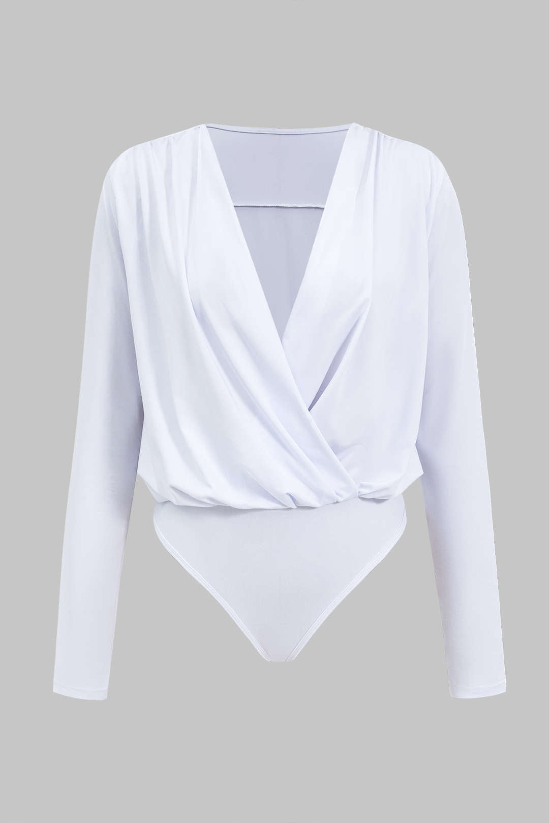 Ruched V-ringning långärmad bodysuit