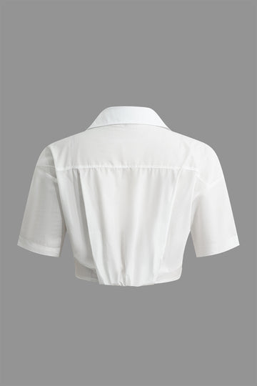 Basic Button Up Crop Shirt