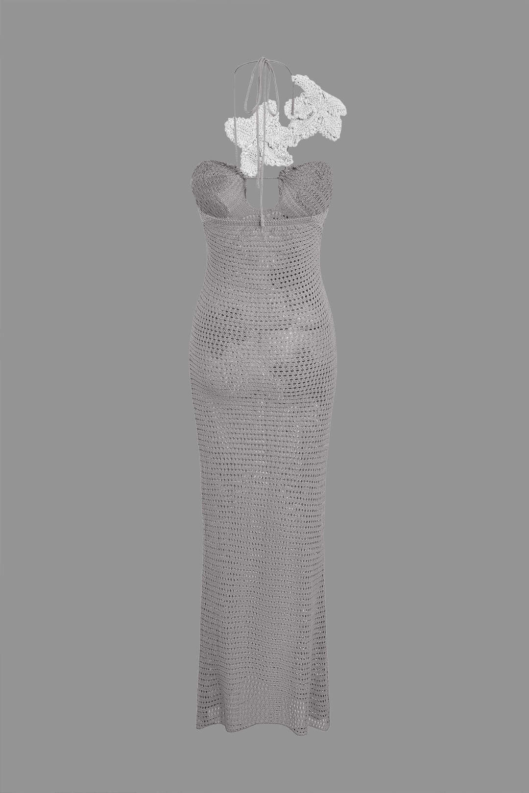 3D -Blumenkreuzstrick Maxikleid