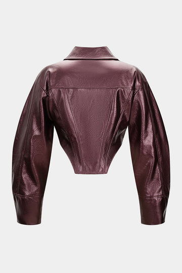 Faux Leather Zipper Corset Jacket