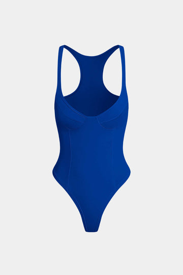 Bażiku Solidu Deep-V Neck Bustier Bodysuit