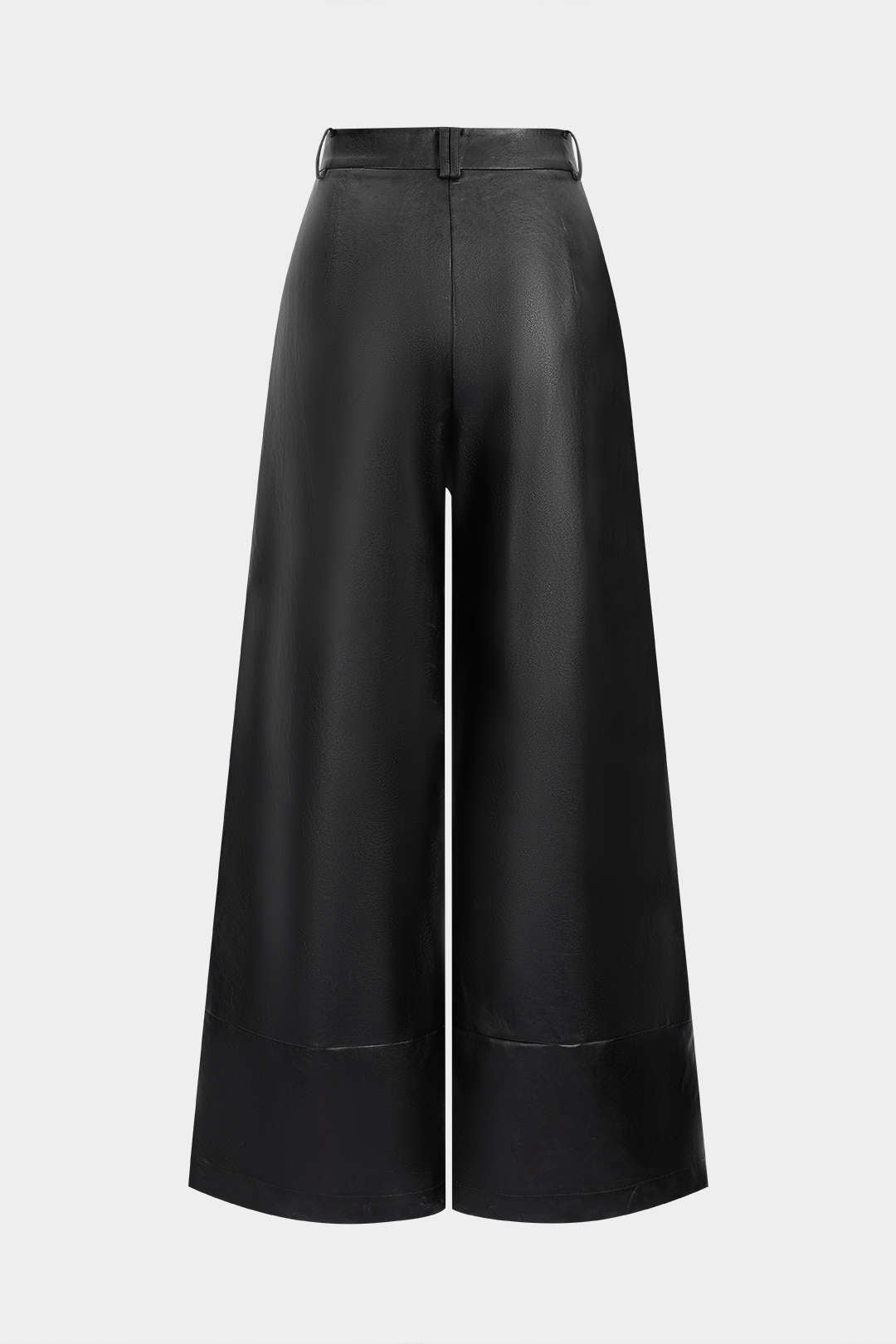 Faux Leather Button Wide Leg Pants