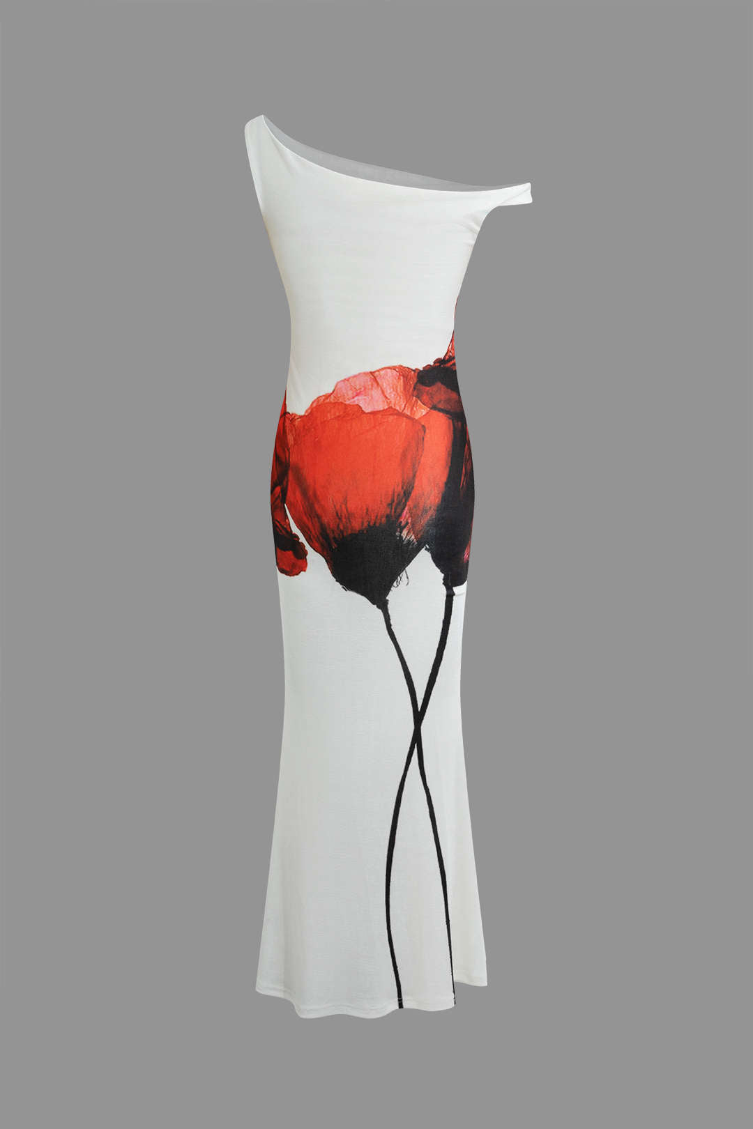 Floral Print Asymmetric Maxi Dress