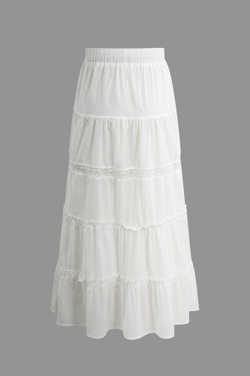 Frilled Layered Hem Midi Skirt