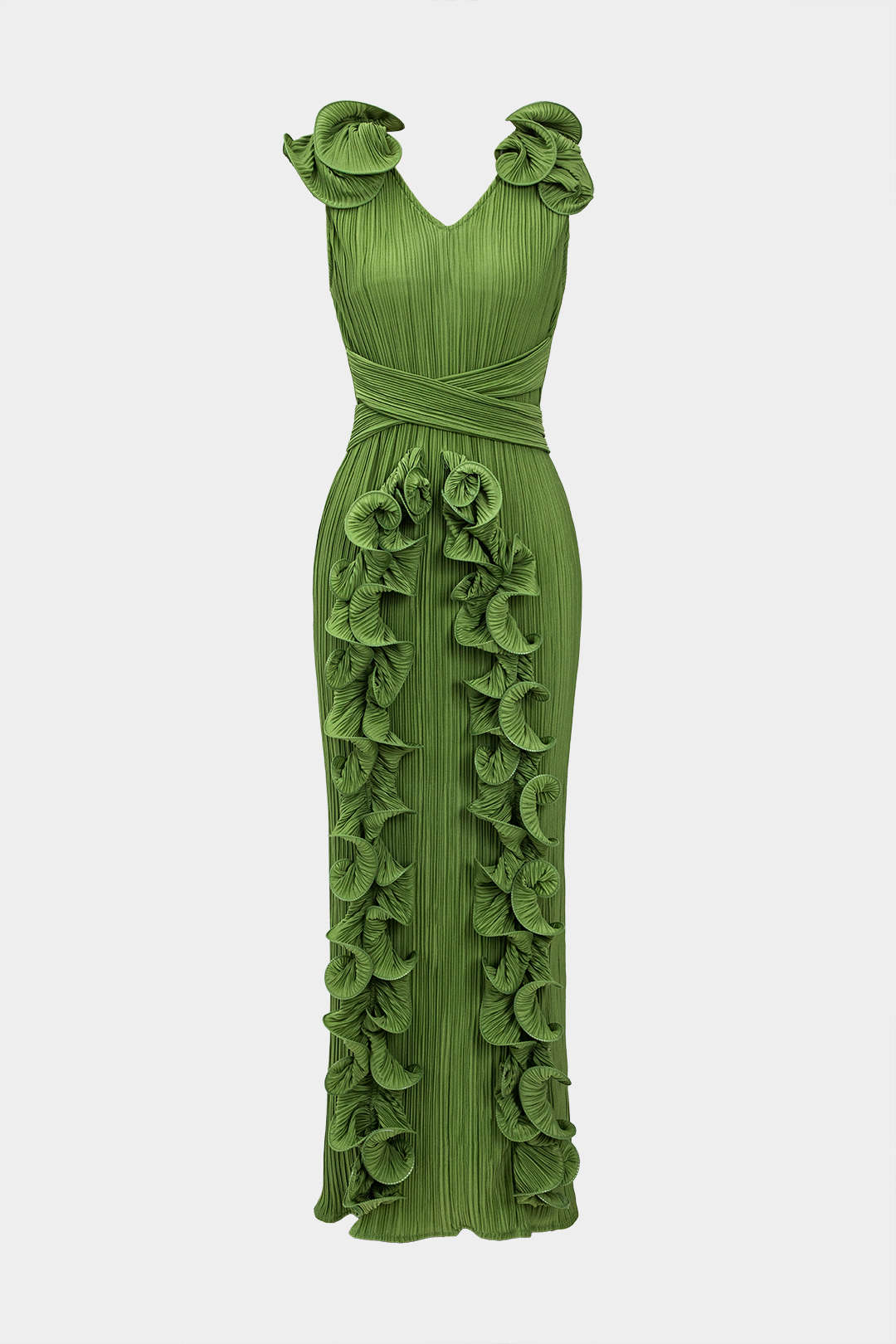 3D fjuri V-neck Midi dress