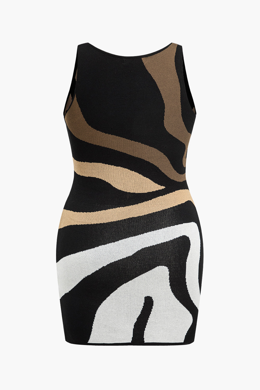 Plus Size Zebra Print Sleeveless Knit Mini Dress