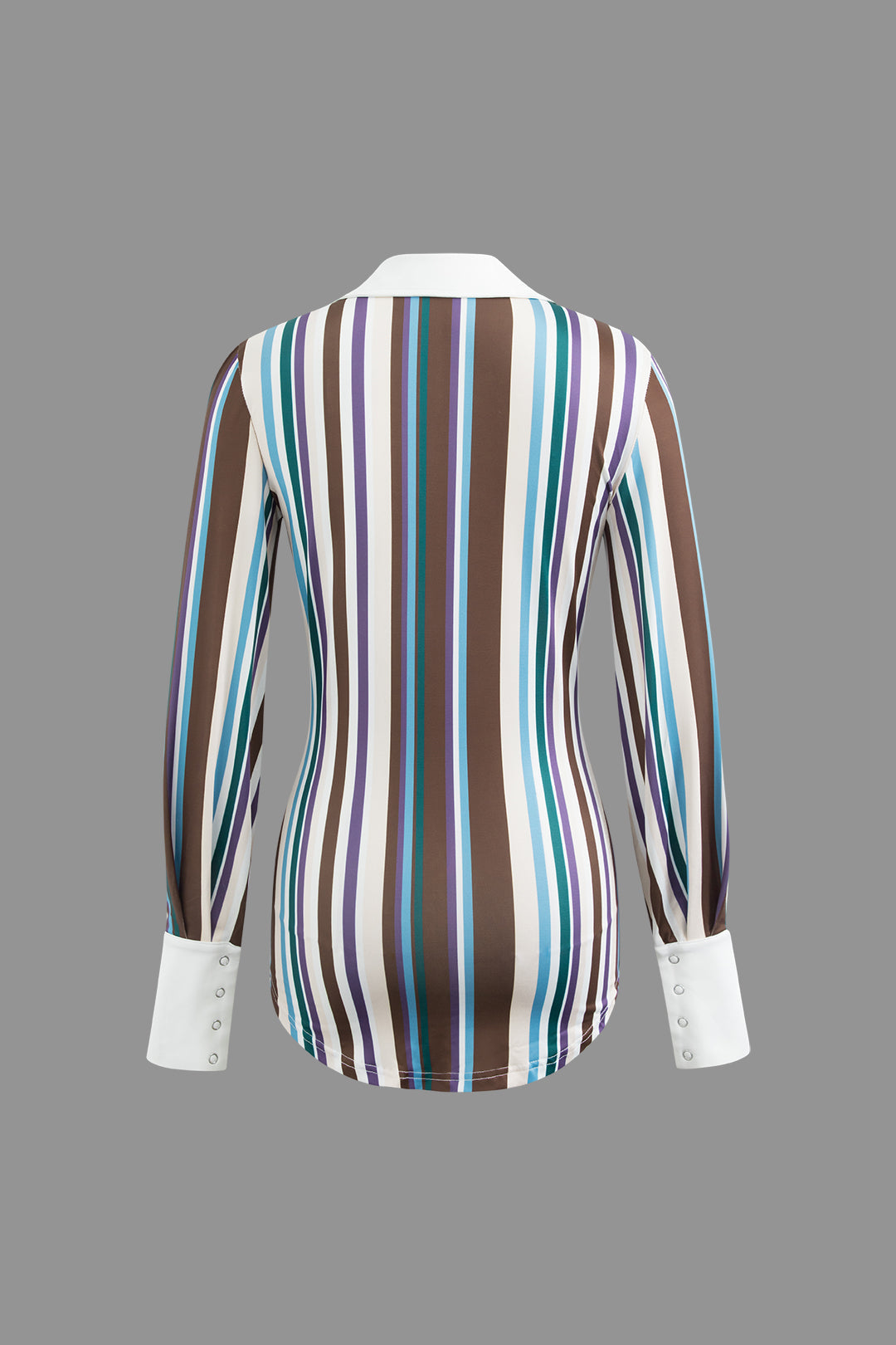 Striped Print Snap Button Long Sleeve Shirt