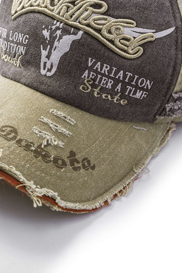 Letter Embroidery Distressed Baseball Hat