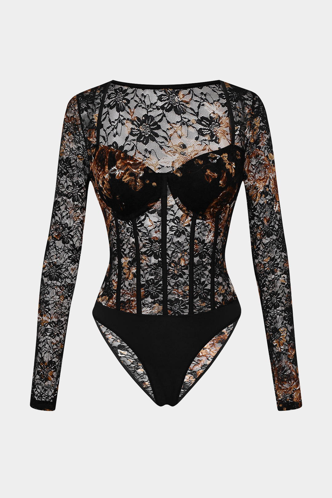 Sheer Lace Corset Bodysuit