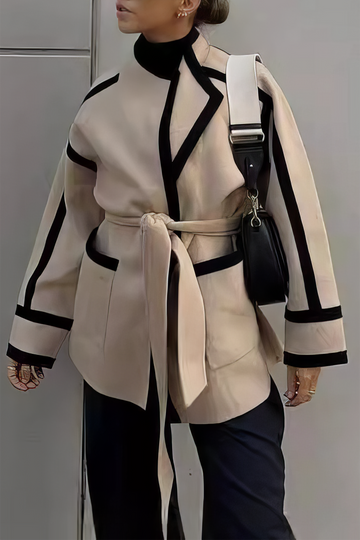 Kuntrast Trim Belted Wrap Coat