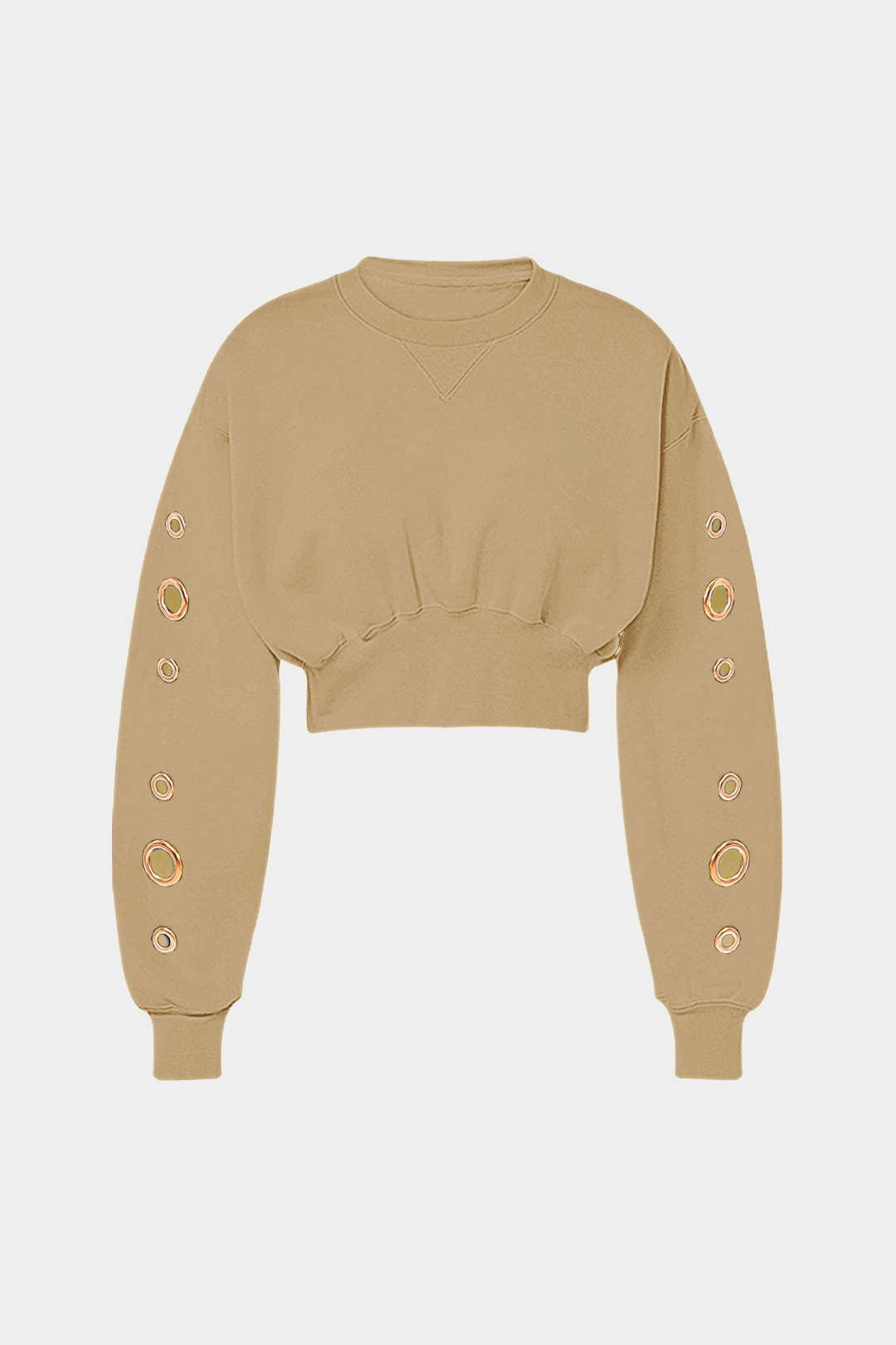 Metallic Eyelet Long-Sleeve Top