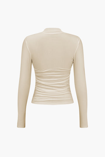 Ruched Crossover Long Sleeve Top