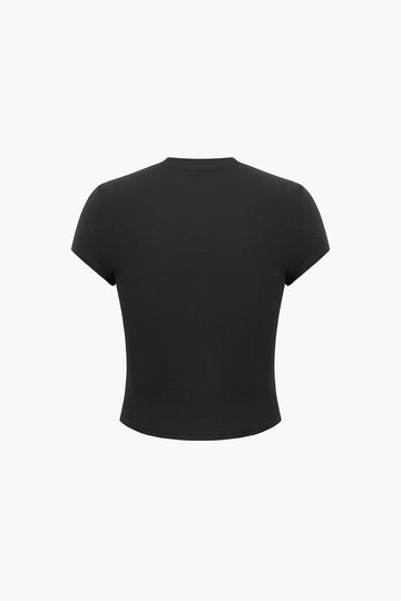 Basic Solid Round Neck T-shirt And Shorts Set
