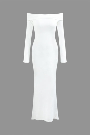 Off-Shoulder Long Sleeve Maxi Dress