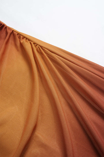 Plus Size Ombre Print Mesh Asymmetrical Sleeveless Maxi Dress