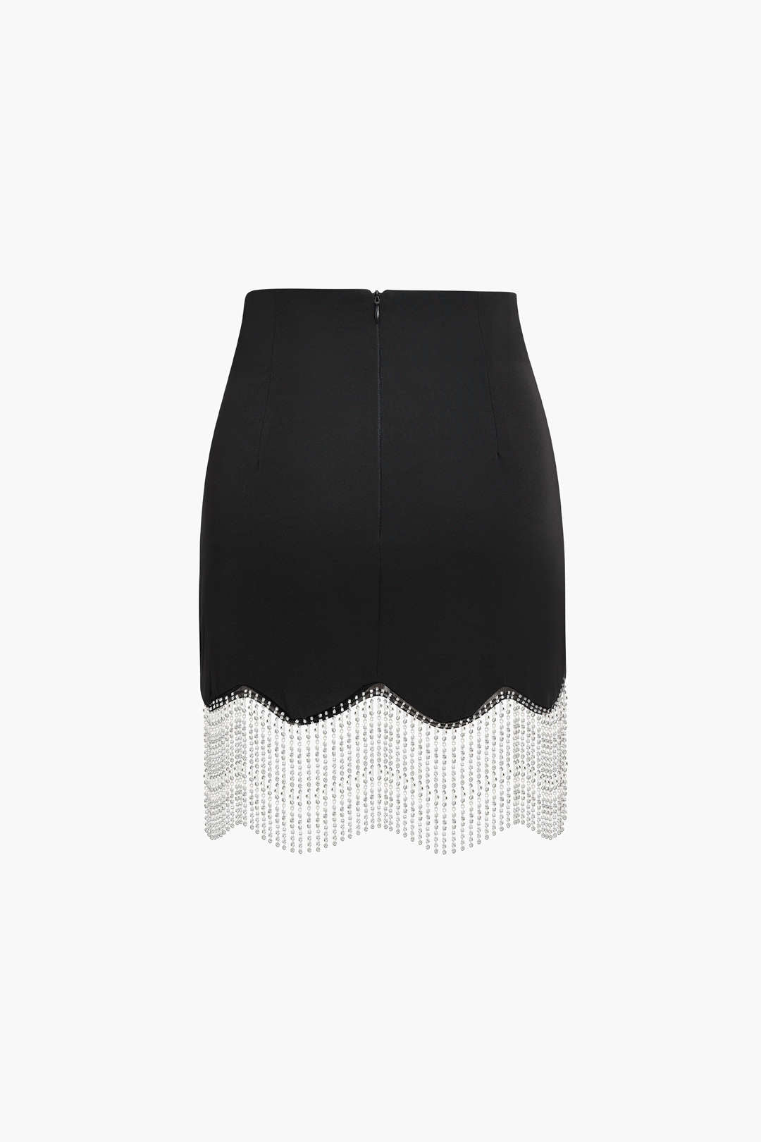 Rhinestone Fringe Cropped Blazer And Mini Skirt Set