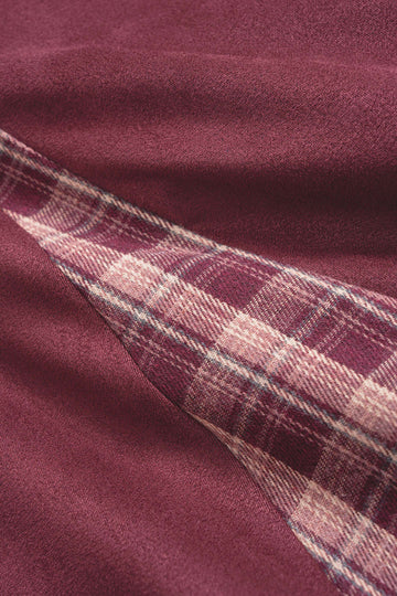 Plaid Print Suede Patchwork Pants